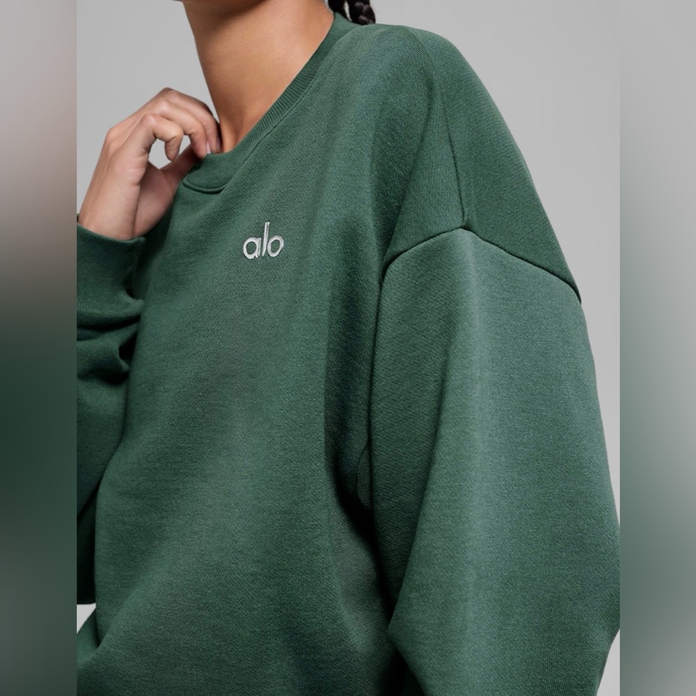 ALO Yoga CLOVER Green Crewneck Sweater